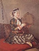 Jean-Etienne Liotard Girl in Turkish Costume with Tambourine oil painting reproduction